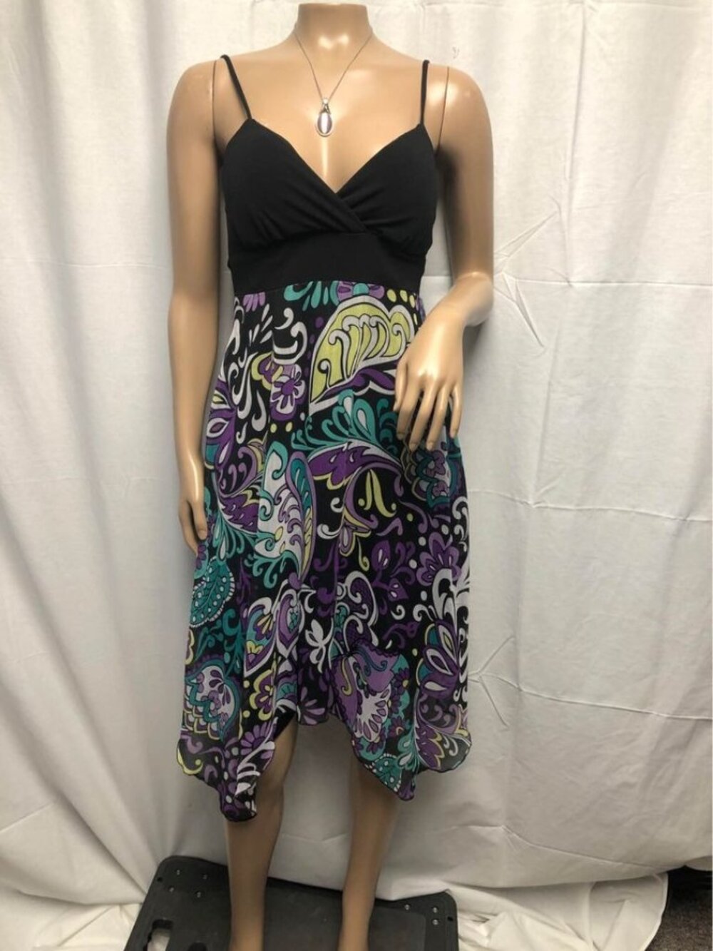 Candies Dress Women Size Small Black Purple Paisley Fairycore Y2K Summer Midi